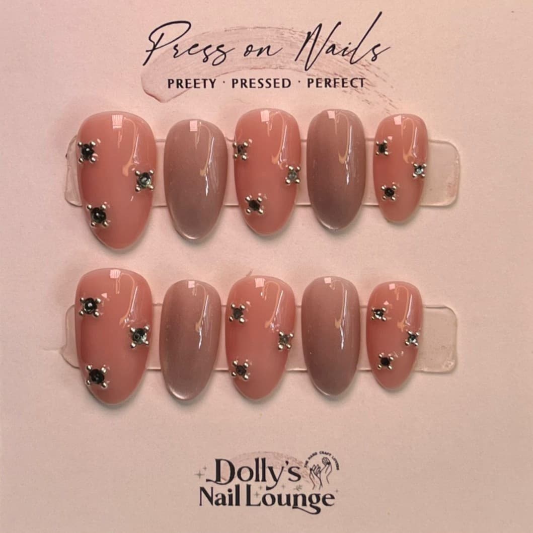 Pink Rhinestone Nails